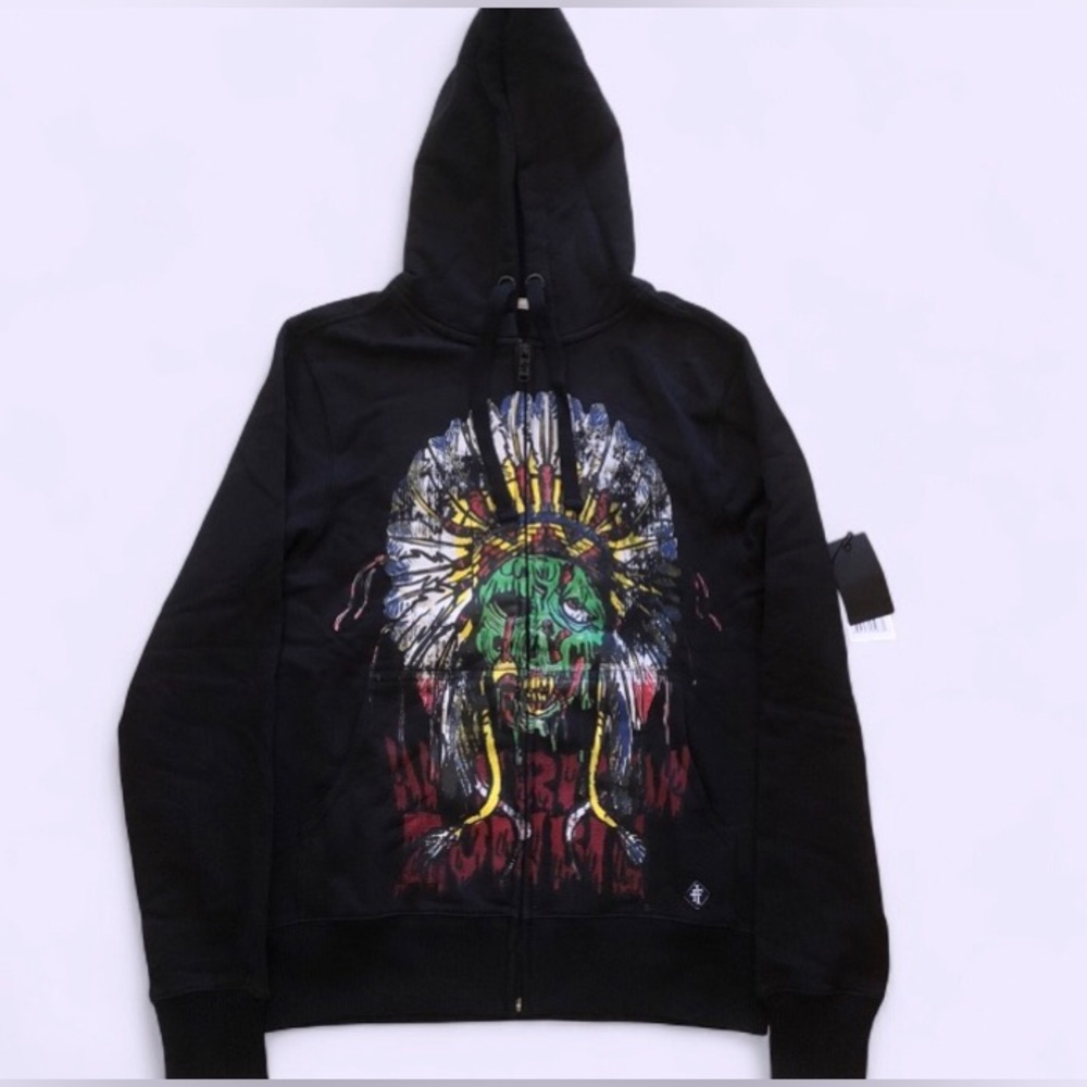 NWT Iron Fist Black Zip-Up Hoodie "American Zombie"